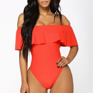 Red - Fashion Nova - Flounce With It Swimsuit